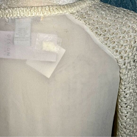 NWT Design History from Nordstrom Ivory Open Knit Top with Sheer Back Sz S - Picture 7 of 7